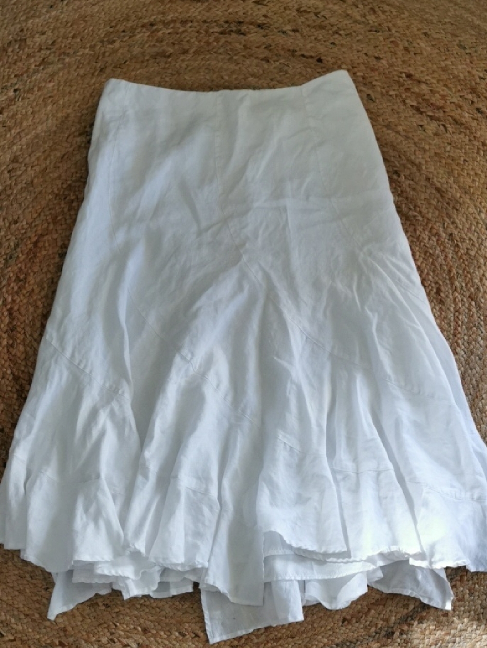 Melanie Lyne 100% Linen A-line White Beachy Boho Lined Maxi Skirt.  Size XL